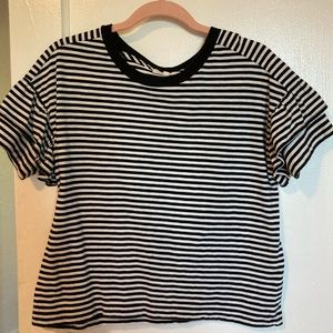 Madewell ruffle sleeve stripe tee S